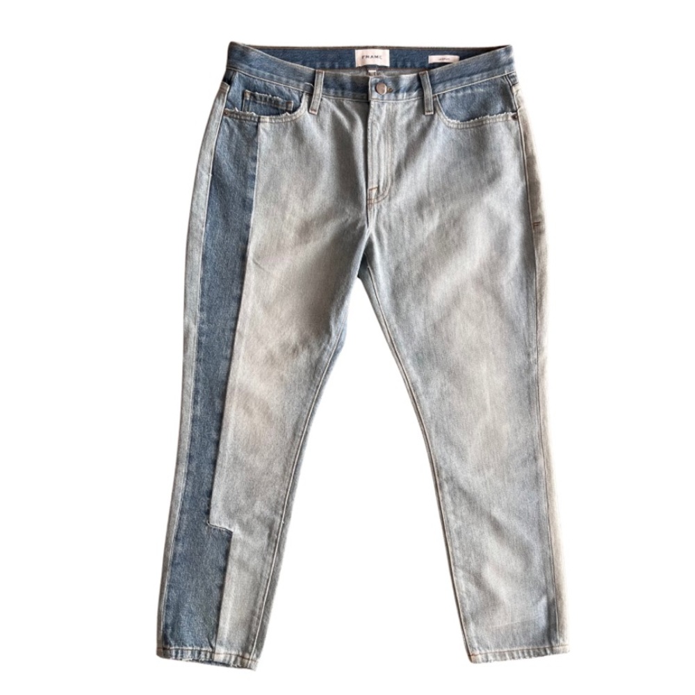 RARE Mid Rise Straight Fit Patchwork Jeans-Size 30 FRAME